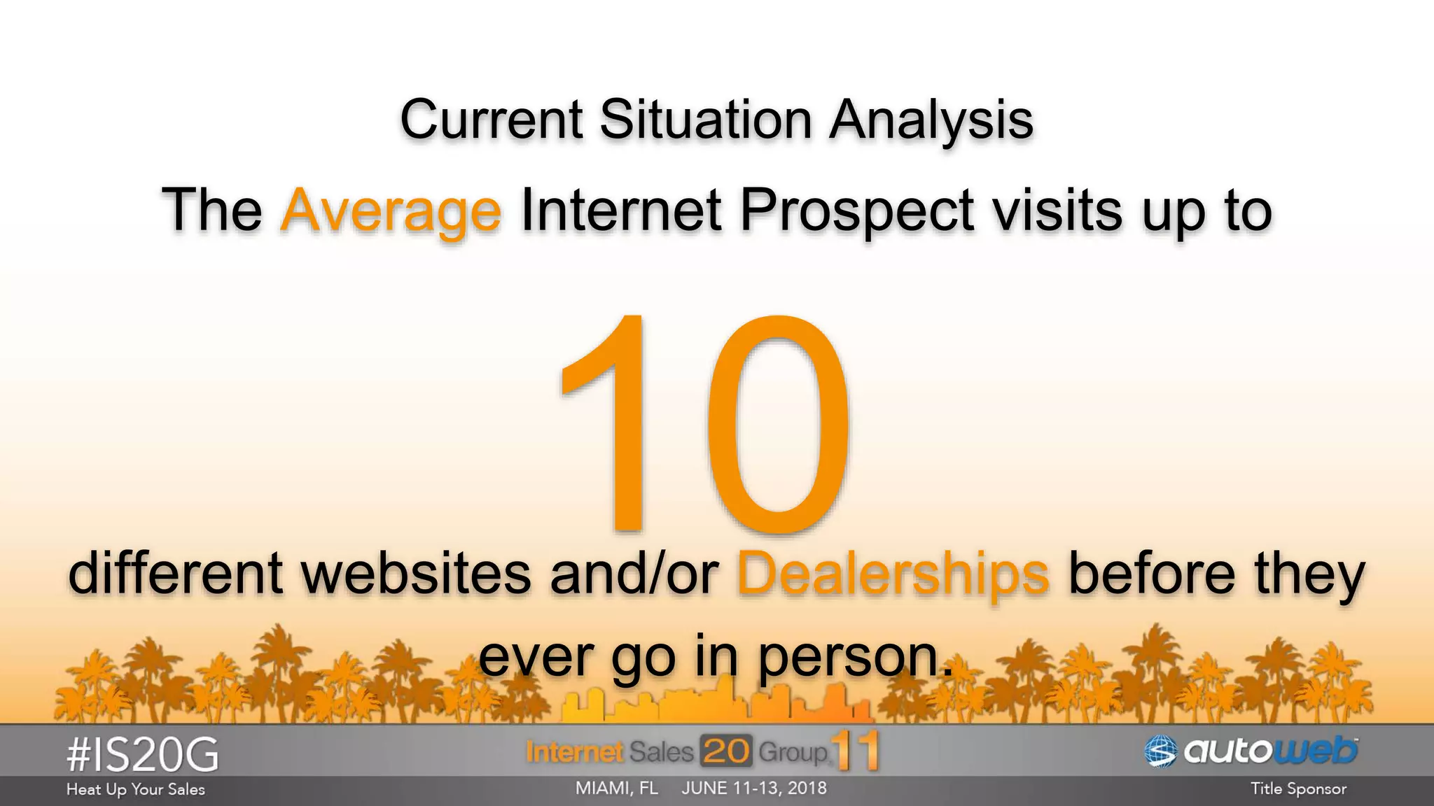 Current Situation Analysis
The Average Internet Prospect visits up to
different websites and/or Dealerships before they
ever go in person.
 