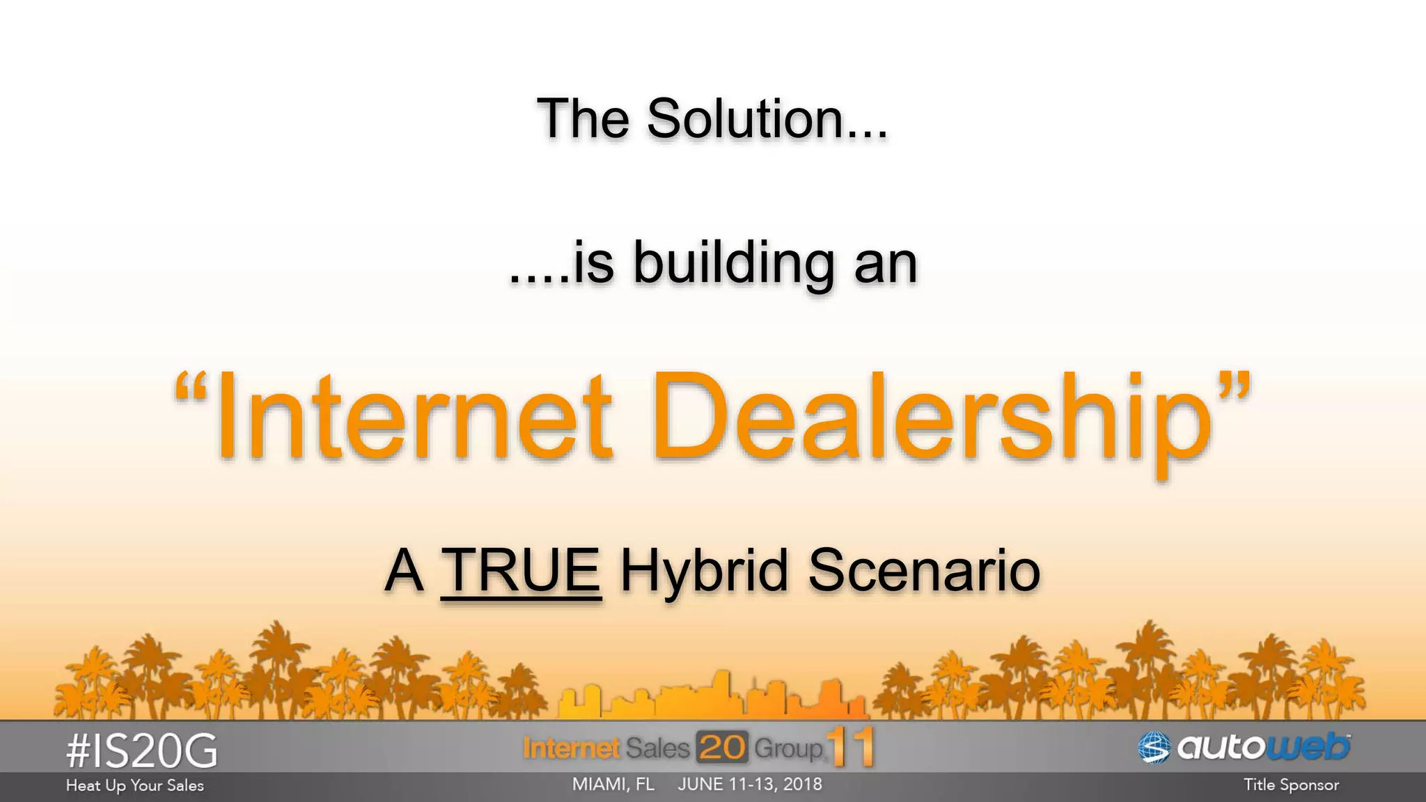 The Solution...
....is building an
“Internet Dealership”
A TRUE Hybrid Scenario
 