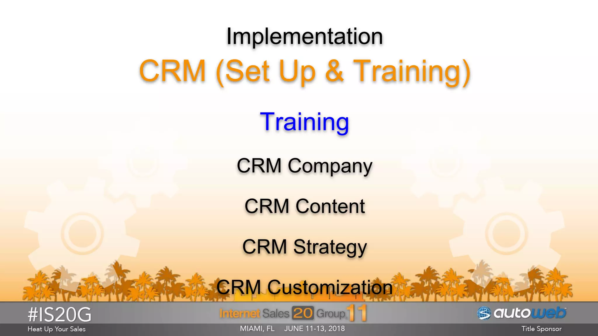 Implementation
CRM (Set Up & Training)
Training
CRM Company
CRM Content
CRM Strategy
CRM Customization
 