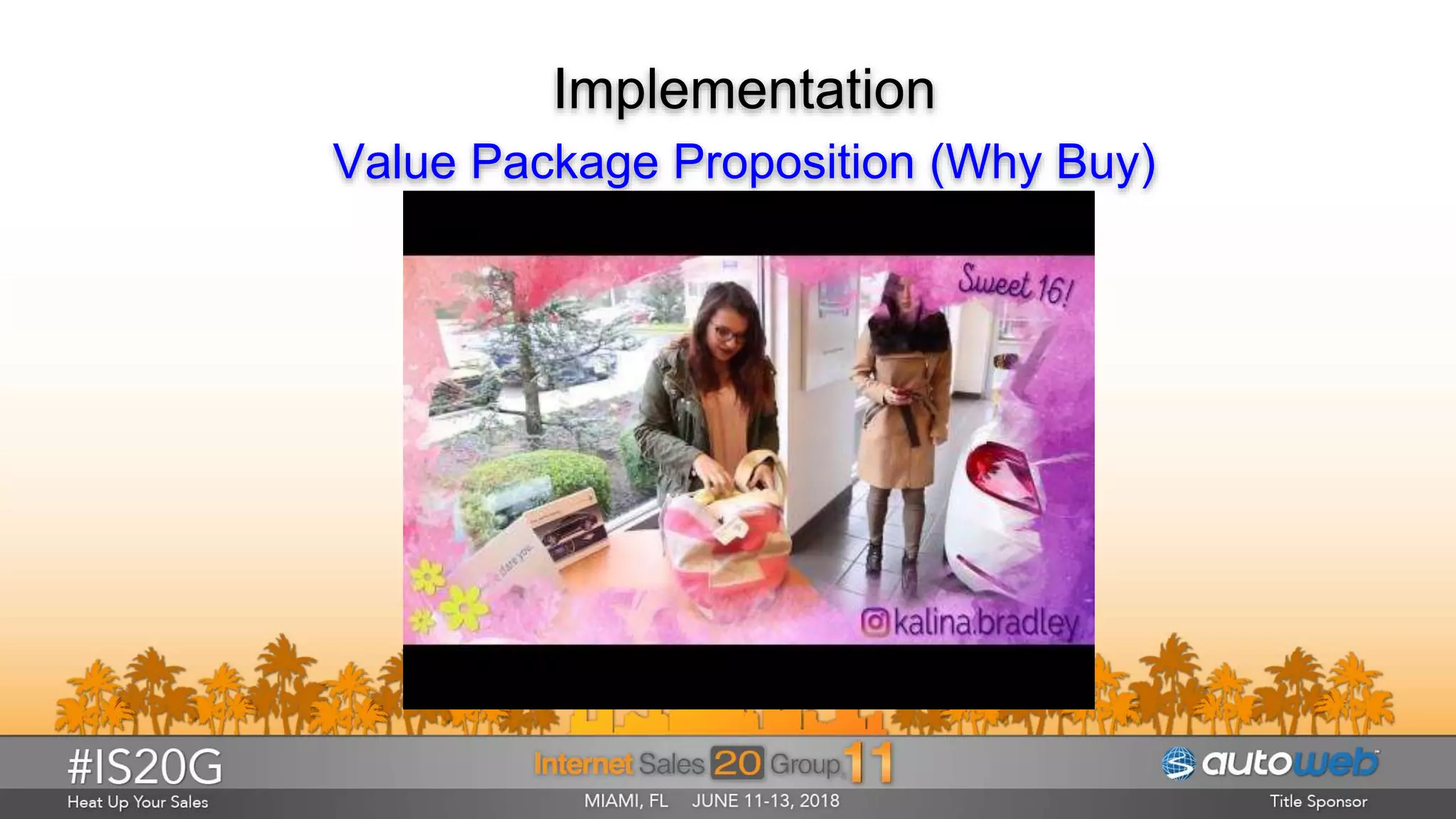 Implementation
Value Package Proposition (Why Buy)
 