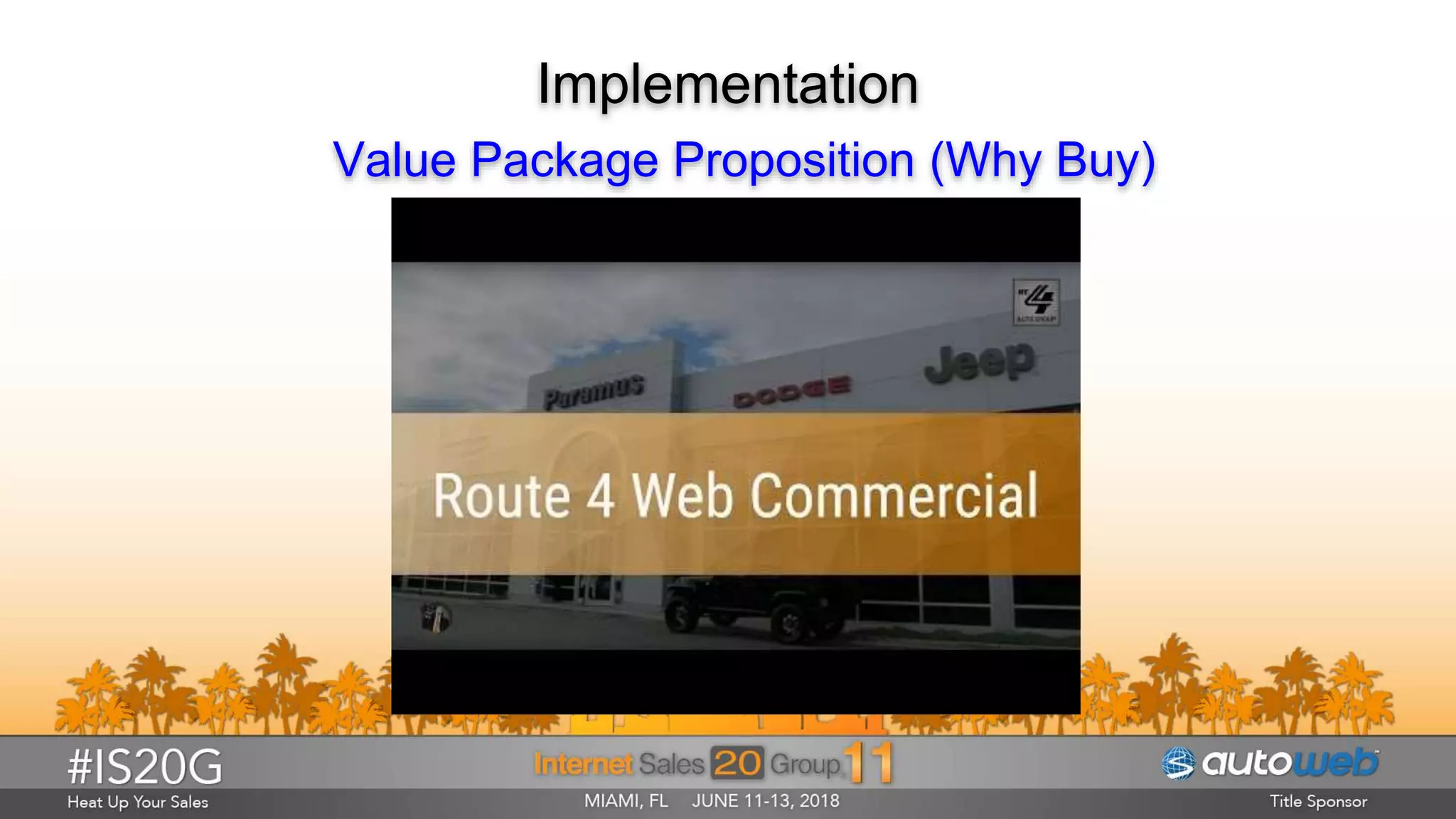 Implementation
Value Package Proposition (Why Buy)
 