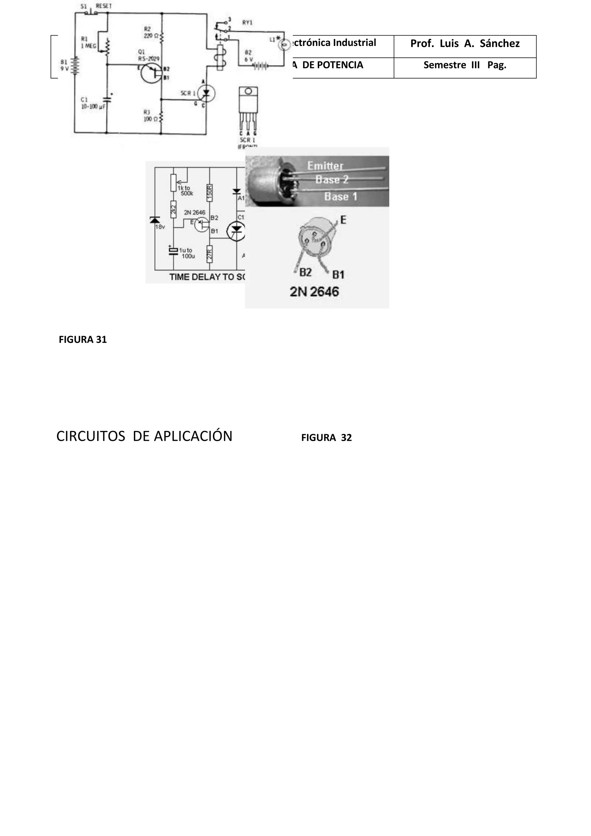ISTP
CARLOS CUETO FERNANDINI
Especialidad Electrónica Industrial Prof. Luis A. Sánchez
ELECTRONICA DE POTENCIA Semestre III Pag.
FIGURA 31
CIRCUITOS DE APLICACIÓN FIGURA 32
 