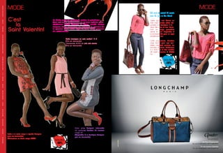 mode
C’est
la
Saint Valentin!
En Robe, jupe ou pantalon, sortez le grand jeu…
Quel est votre programme en ce jour spécial pour
réaffirmer votre flamme à l’être aimé? Faites
craquer votre amoureux en incluant la couleur de
la passion dans votre style du jour, sexy, glamour
et…passionnée.
Robe « la croix rouge » signée Desigual
(prix sur demande)
Chaussures en daim rouge ALDO
Robe grise Desigual, rehaussée
de quelques boutons de couleur
rouge vif.
(Disponible à la boutique Desigual,
prix sur demande)
Robe classique en soie sorbet 1 2 3
(Prix sur demande)
Chaussures ALDO en cuir noir vernis:
(Prix sur demande)
mode
Eh oui, le soleil 12 mois
sur 12, ça a du bon!
Optez pour une blouse en
soie rose foncée tahira, dis-
ponible à la boutique 1 2 3.
Jean Slim bleu et sac “foure-
tout” en rouge grenadine
vernis, le tout, disponible à
la boutique 123 pour un style
simplement fun!
Côté accessoires, direction
chez ALDO pour ces san-
dales Léopard saumon, les
boucles d’oreilles tendances
à 4 900 Frs et des lunettes
de soleil assorties à 6900
Frs.
Sea Plaza Shopping Mall
Tel: +221 33 864 63 63 / +221 77 638 44 62
www.gemaber.sn
131, Rue Carnot x Calmettte
Tel: +221 33 824 55 55 / +221 77 333 57 73
SOLDES
-60%
SOLDES
-20%
Conseils Mode par
Fatou N’DIAYE
06
DESIGUAL-MANGO-JENNYFER-BENETTON-ALDO-SOLEILSUCRE-ETAM-IMAGE123-NITYABYBOURSINE-THEEXTREMECOLLECTION-BAOBAB-GUESS-COUPDECOEUR
 