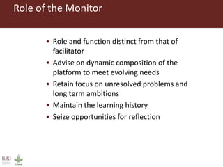 Tools for reflexivity and innovation platforms
