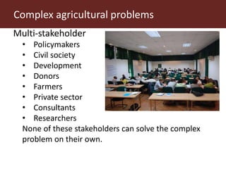 Complex agricultural problems and innovative approaches to their solutions