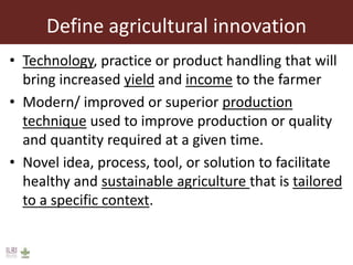 Complex agricultural problems and innovative approaches to their solutions