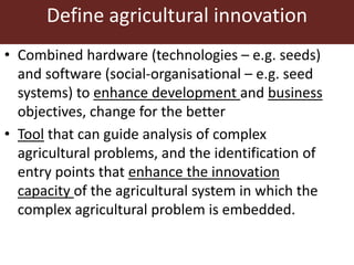 Complex agricultural problems and innovative approaches to their solutions