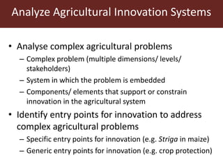 From technology transfer (TT) to agricultural innovation systems (AIS)