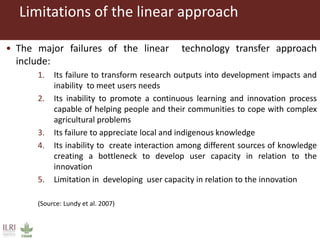 From technology transfer (TT) to agricultural innovation systems (AIS)