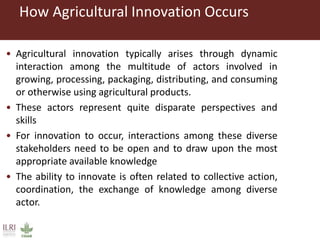 From technology transfer (TT) to agricultural innovation systems (AIS)