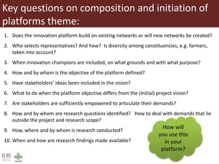 Composition and initiation of agricultural innovation platforms