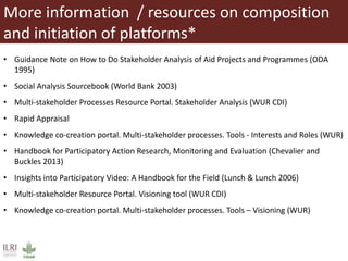 Composition and initiation of agricultural innovation platforms