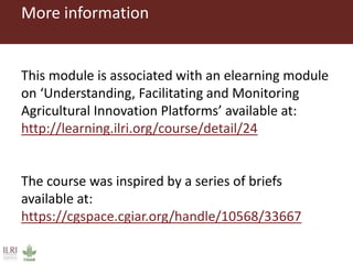 Composition and initiation of agricultural innovation platforms
