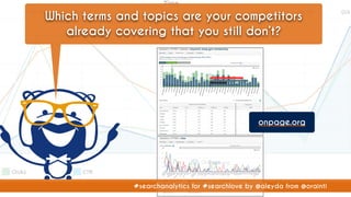 #searchanalytics for #searchlove by @aleyda from @orainti
Which terms and topics are your competitors
already covering tha...