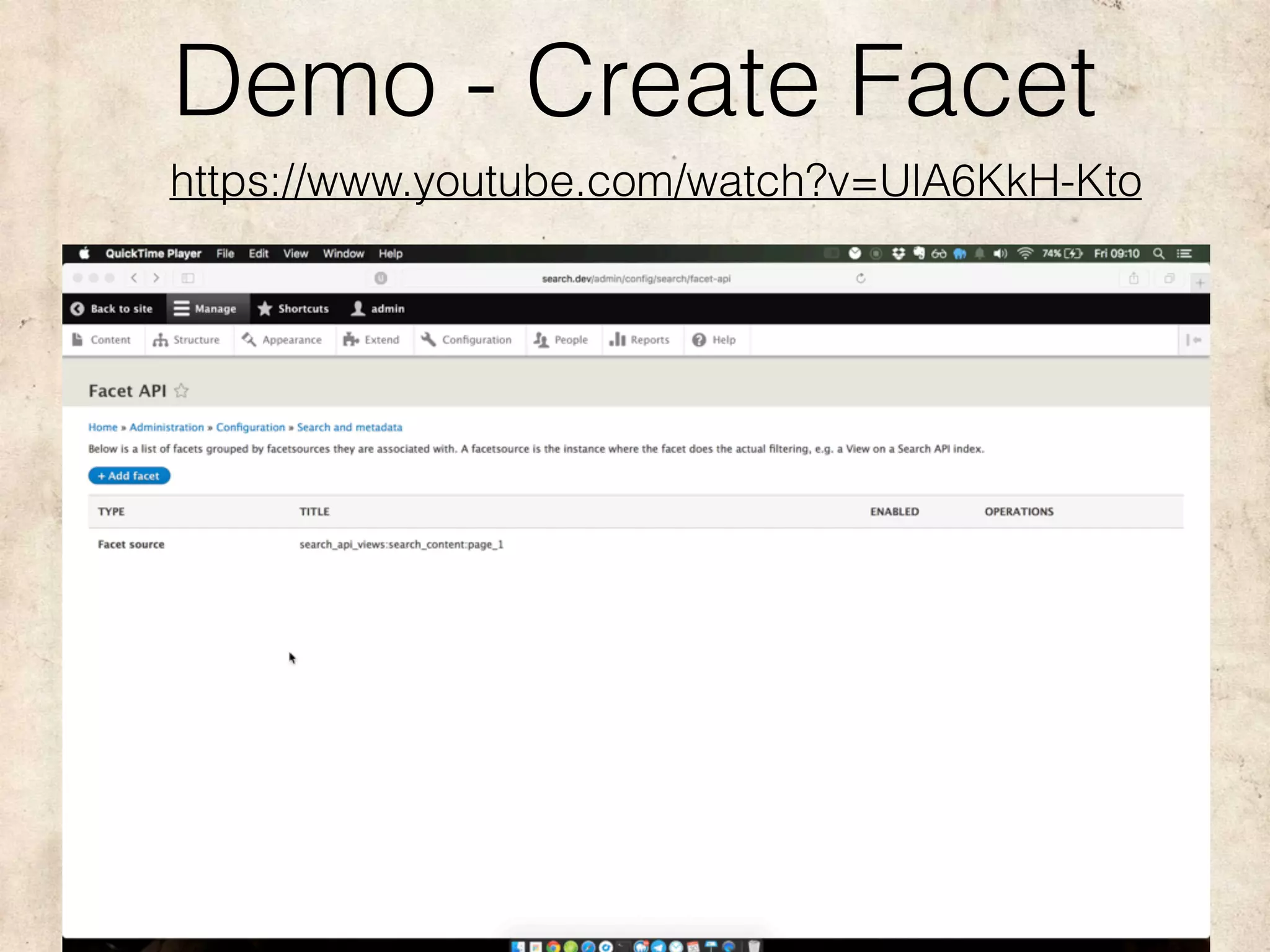 Demo - Create Facet
https://www.youtube.com/watch?v=UlA6KkH-Kto
 