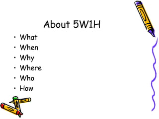 About 5W1H What  When Why Where Who How 