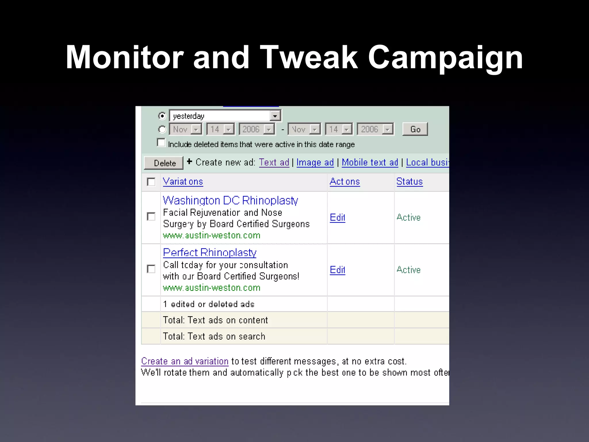 Monitor and Tweak Campaign 