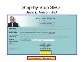 Step-by-Step SEO David L. Nelson, MD http://www.davidlnelson.md/ 