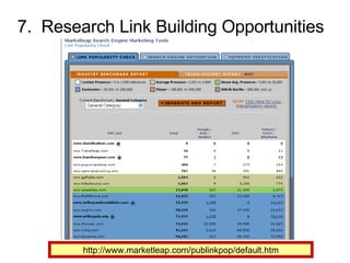7.  Research Link Building Opportunities http://www.marketleap.com/publinkpop/default.htm 