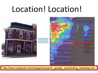 Location! Location! http://www.eyetools.com/inpage/research_google_eyetracking_heatmap.htm 