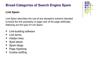 Search Engine Spam Index - Types of Link Spam & Content Spam | PPT