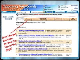 Don’t forget the tabs across the top of the page! 