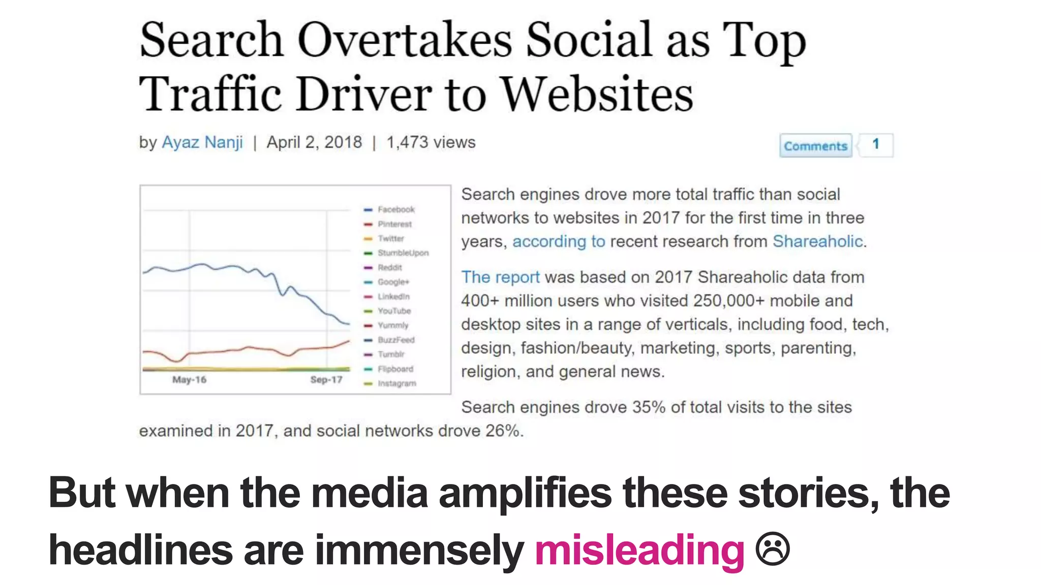 But when the media amplifies these stories, the
headlines are immensely misleading 
 