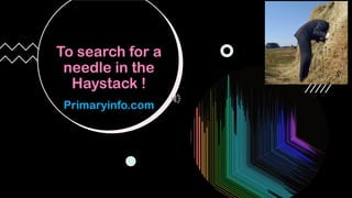 To search for a
needle in the
Haystack !
Primaryinfo.com
 