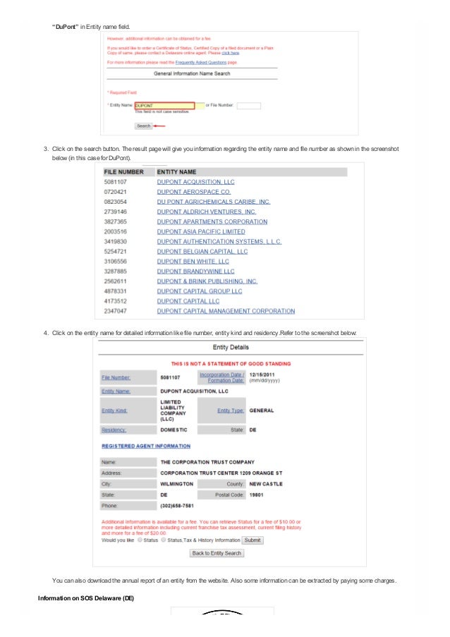 Delaware (DE) Business Entity And Corporation Search