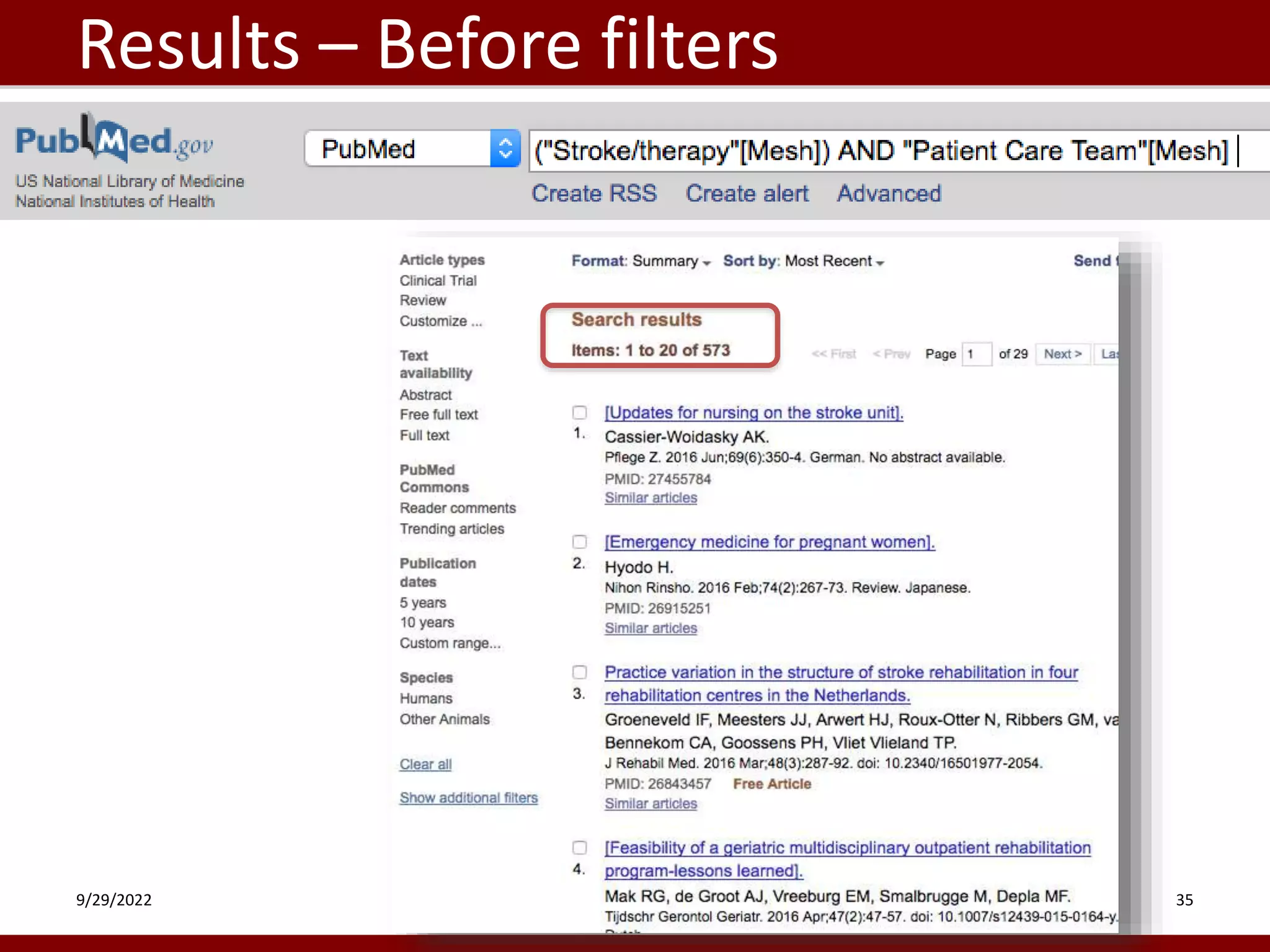 Results – Before filters
9/29/2022 35
 