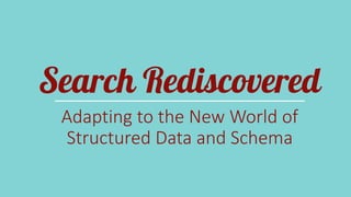 Search Rediscovered
Adapting to the New World of
Structured Data and Schema
 