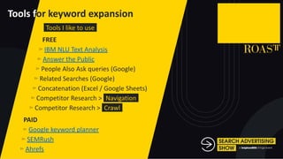 Paige Hobart - How to do GOOD Keyword Research - Search Advertising Show 2021 Slide 35