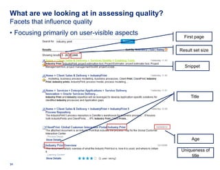 What are we looking at in assessing quality?
Facets that influence quality
• Focusing primarily on user-visible aspects
  ...