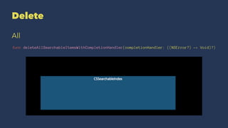 Deep Linking
• Universal link
https://developer.apple.com/videos/wwdc/2014/?
include=101#101
• Custom URL scheme
apple://w...
