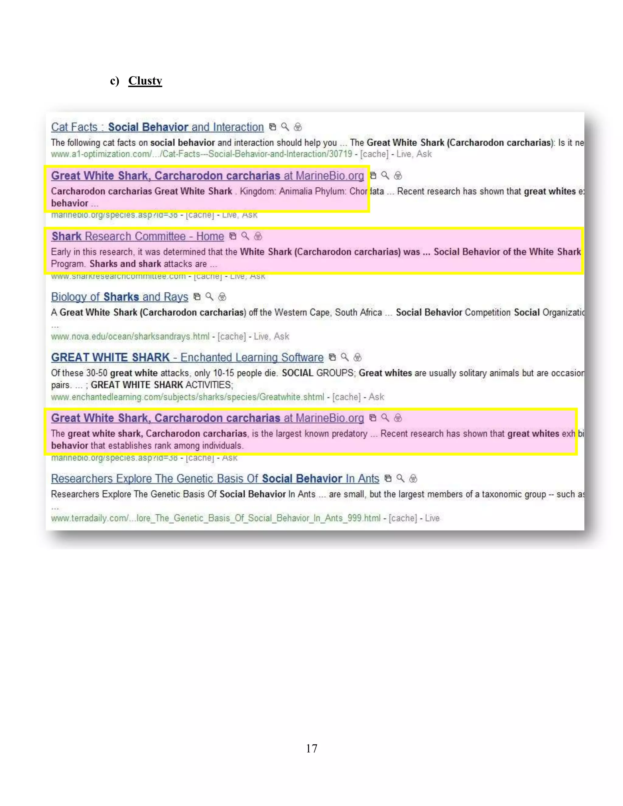 c) Clusty




            17
 