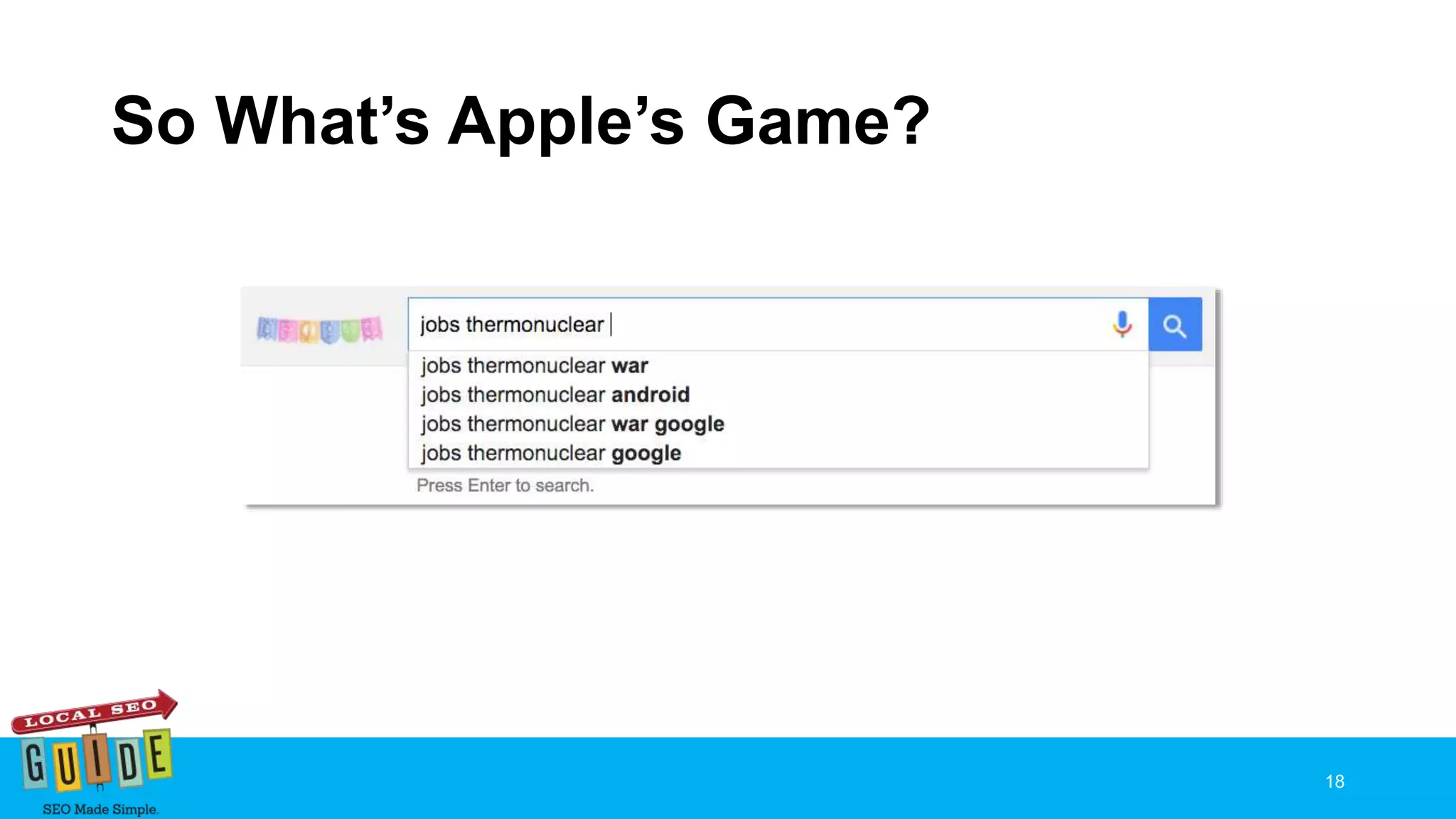 So What’s Apple’s Game?
18
 