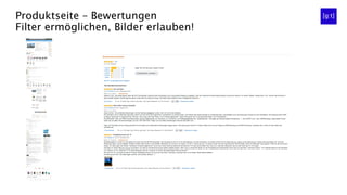 Produktseite – Bewertungen
Filter ermöglichen, Bilder erlauben!
 