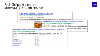Rich Snippets nutzen
Schema.org ist Dein Freund!
 