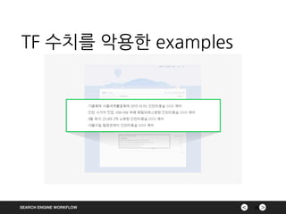 ><SEARCH ENGINE WORKFLOW 29
TF 수치를 악용한 examples
 