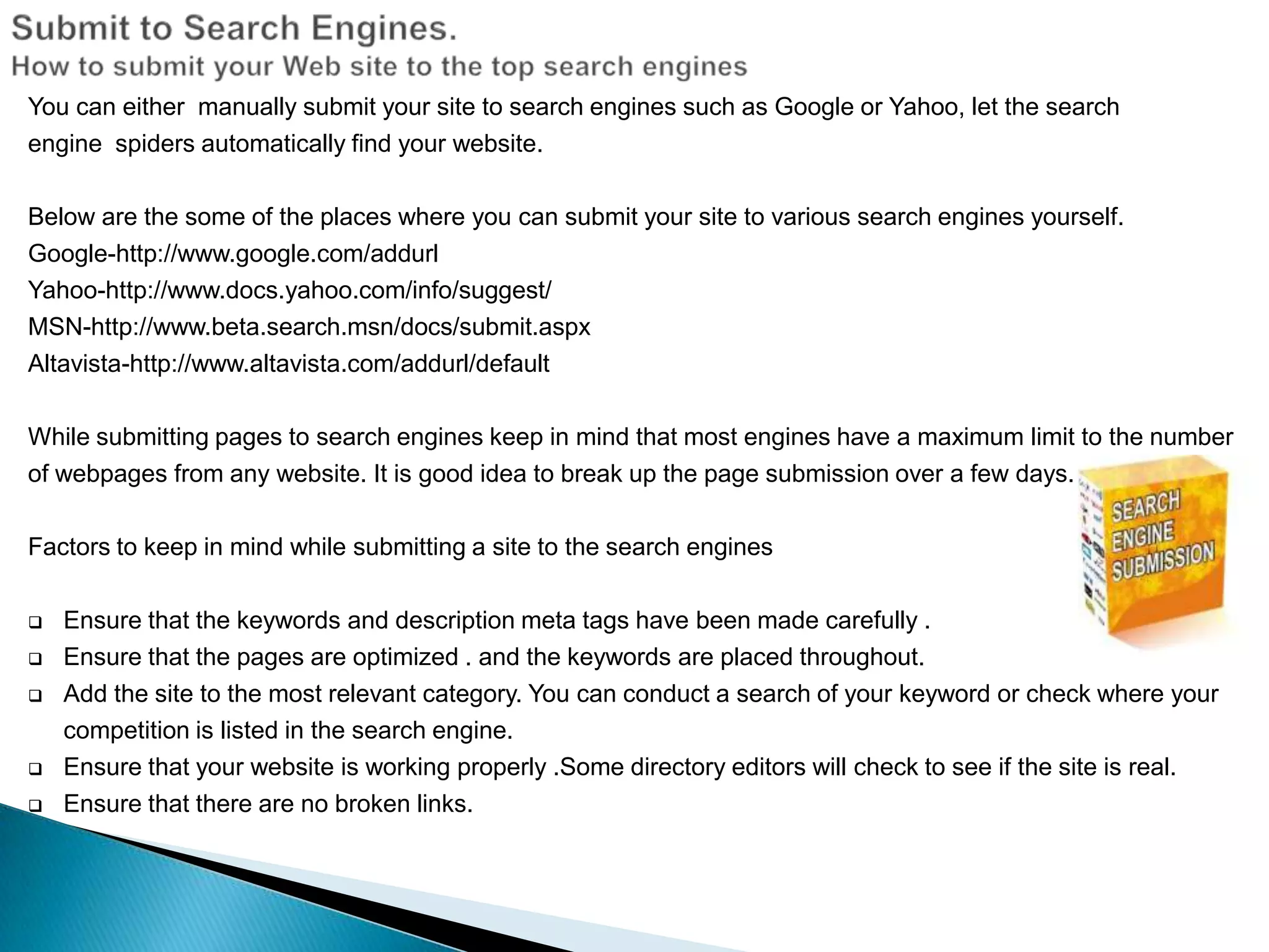 Placing keywords throughout the site.