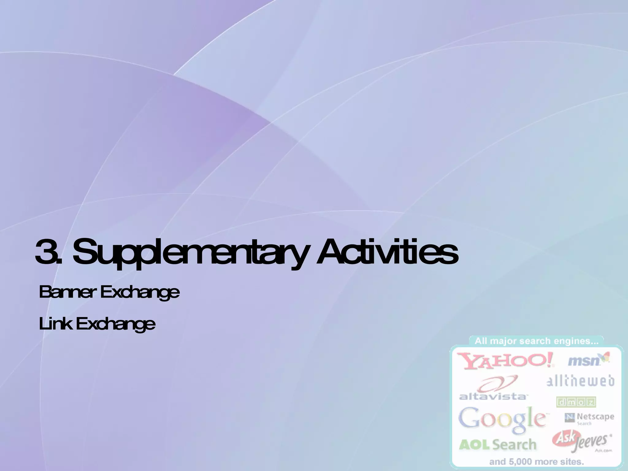 3. Supplementary Activities Banner Exchange Link Exchange 