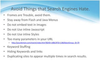 QuestionsWhat is SEO?Search engine optimization (SEO) is the process of improving the volume or quality of traffic to a web site from search engines via "natural“ search results.