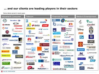…  and our clients are leading players in their sectors Some clients served in recent years   Media & Entertainment Telecom Industrial & Consumer Financial Services PRESENTED BY GREGORY BOLLE Omantel  Turk  Telecom  Bradesco  Seguros  Manchester Utd   