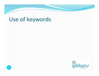 Use 
of 
keywords 
39 
 
