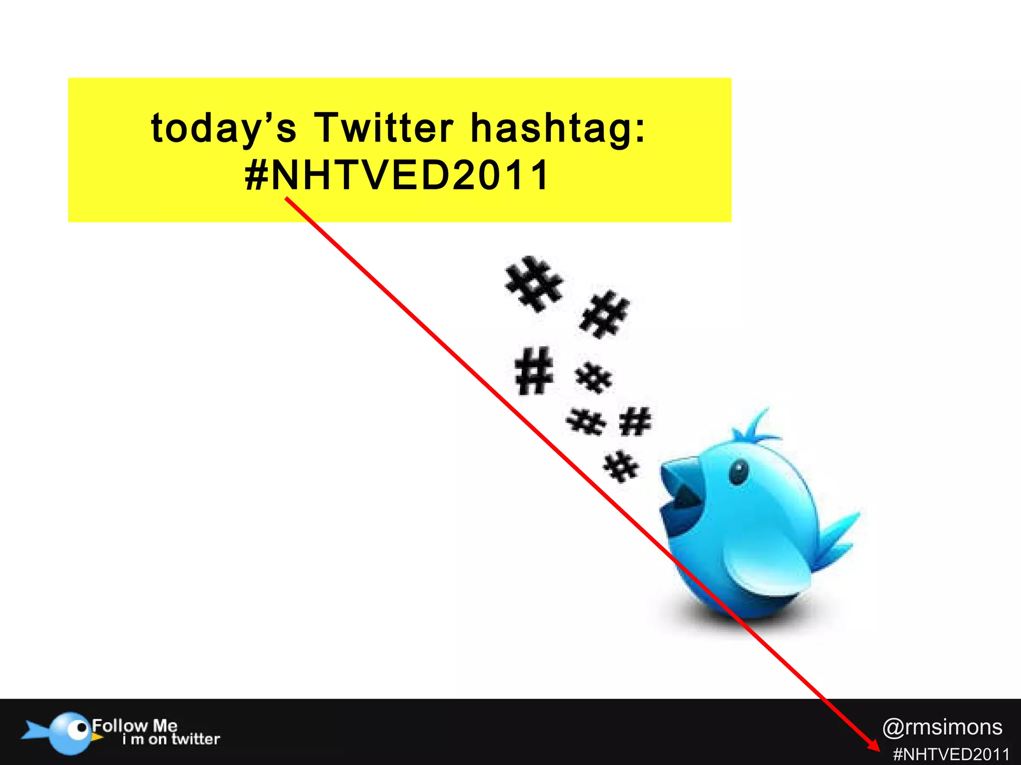 @rmsimons   #NHTVED2011 today’s Twitter hashtag: #NHTVED2011 