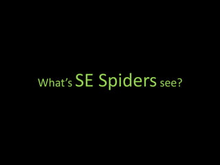 What’s   SE Spiders see?
 