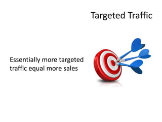 Targeted Traffic



Essentially more targeted
traffic equal more sales
 