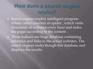 SEO is the process of improving the volume or quality of traffic to a web site from search engines via search results. 