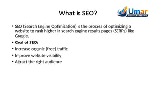 Search Engine Optimization (SEO): Beginner to Advanced Guide | PPTX