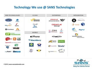 © 2015 | www.sanswebmedia.com
Technology We use @ SANS Technologies
 